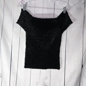 Aeropostale Off-Shoulder Babydoll  90's Whimisgoth Velour Cropped Top